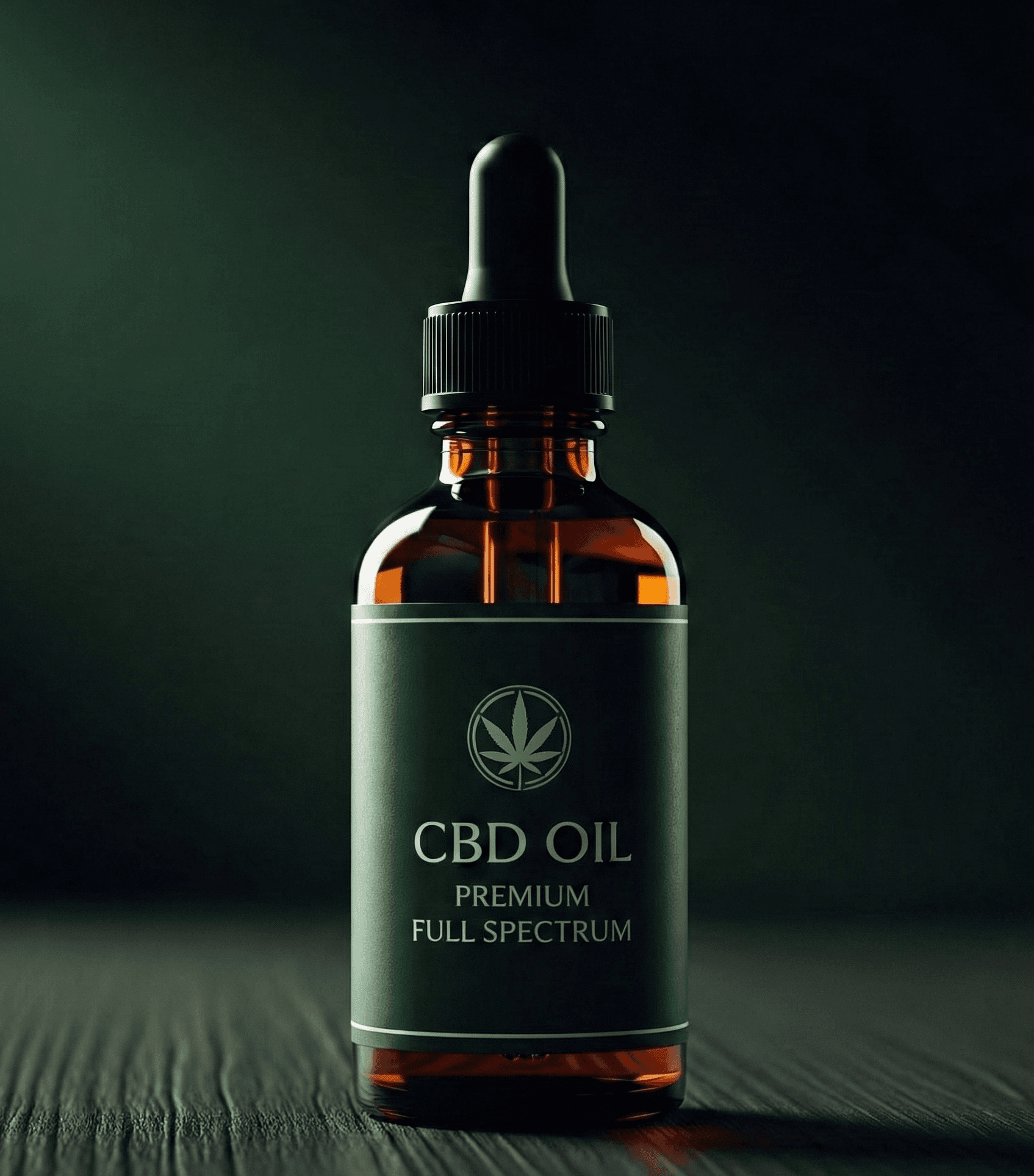 Botella de aceite de CBD premium Calm Roots sobre.